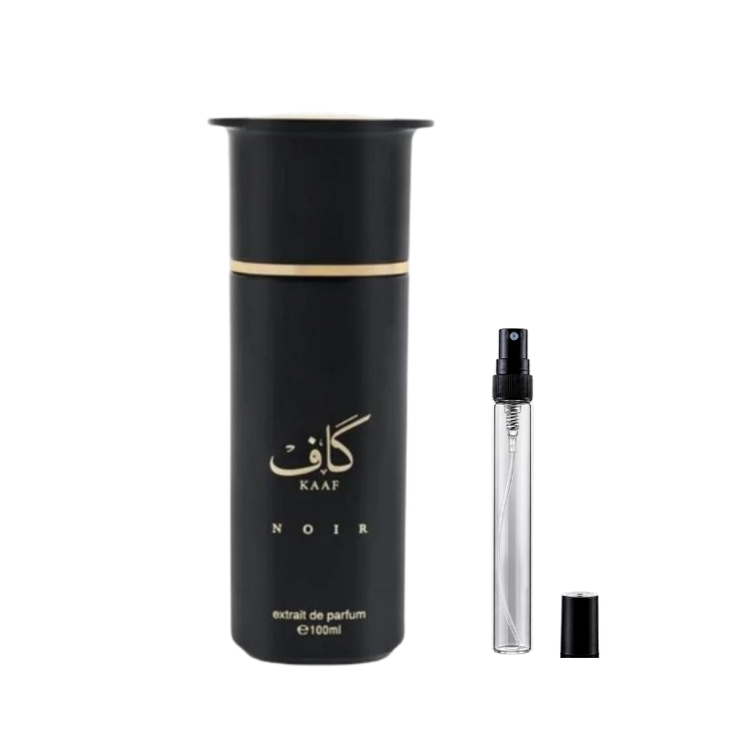 Ahmed Al Maghribi Kaaf Noir decant sample bottle available at The Perfume Savor