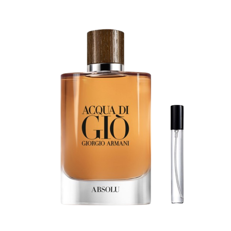 Giorgio Armani Acqua Di Gio Absolu EDP decant sample bottle available at The Perfume Savor