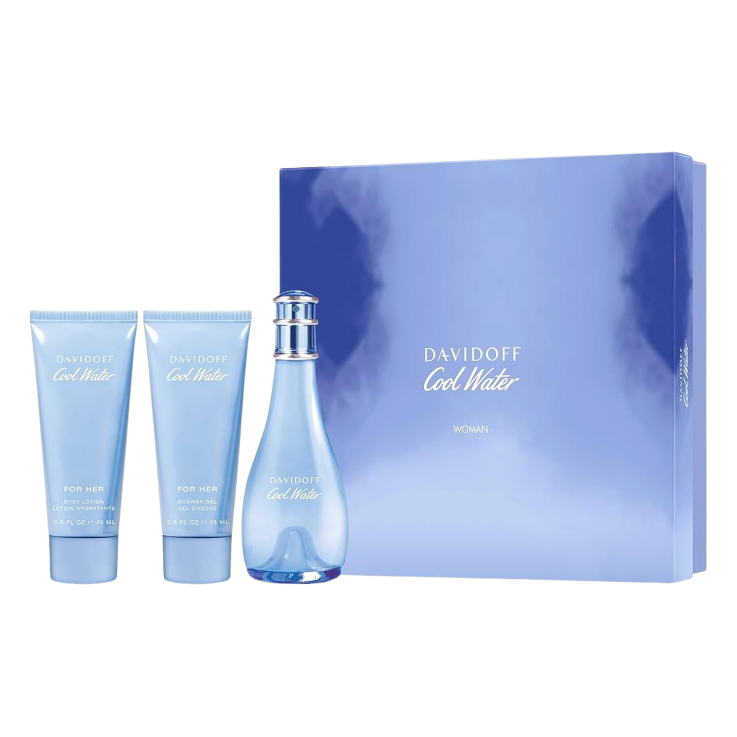 Davidoff Cool Water Woman EDT 100ml Shower Gel 75ml Body Lotion 75ml