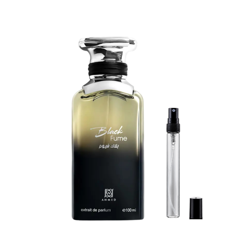 Ahmed Al Maghribi Black Fume Eau de Parfum decant bottles available at The Perfume Savor