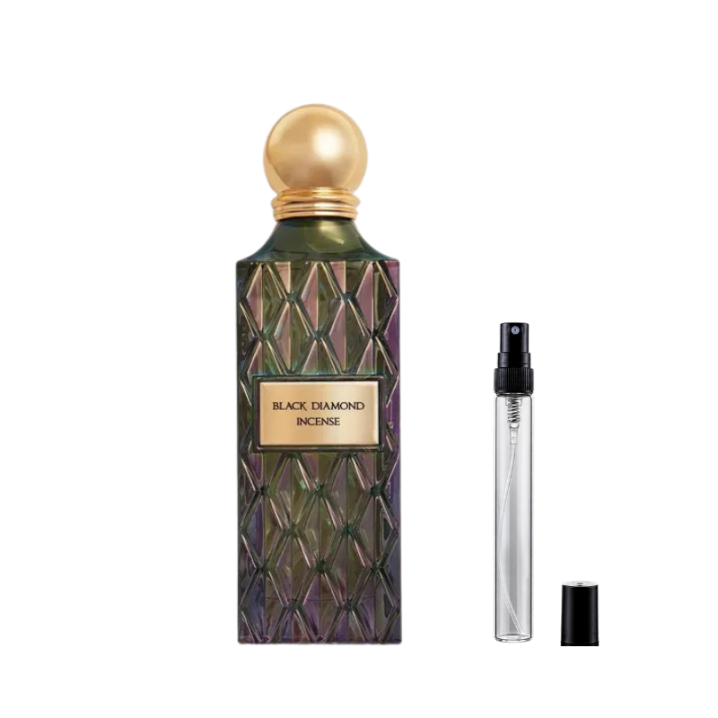 Ibraheem AlQurashi Black Diamond Incense Eau de Parfum decants available at The Perfume Savor