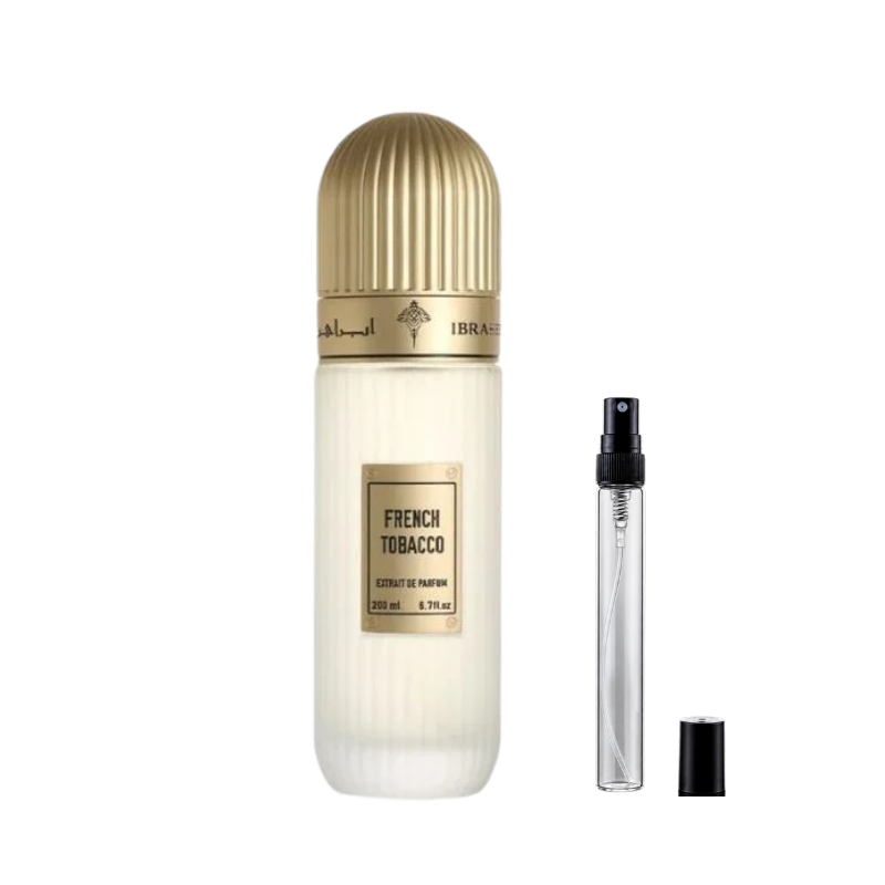 Ibraheem AlQurashi French Tobacco Extrait de Parfum decants available at The Perfume Savor