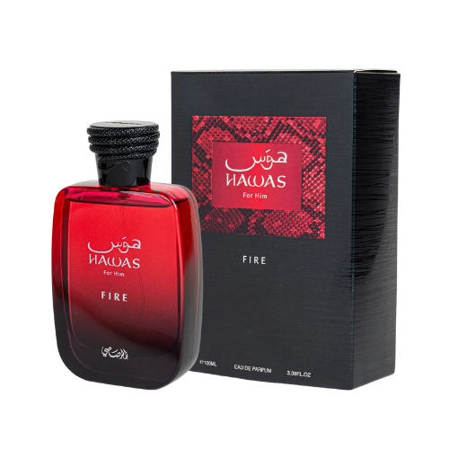 Rasasi Hawas Fire for Him Eau de Parfum 100ml bottle available at The Perfume Savor