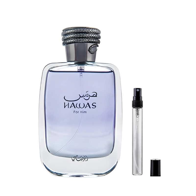 Rasasi Hawas for Him Eau de Parfum decants available at The Perfume Savor