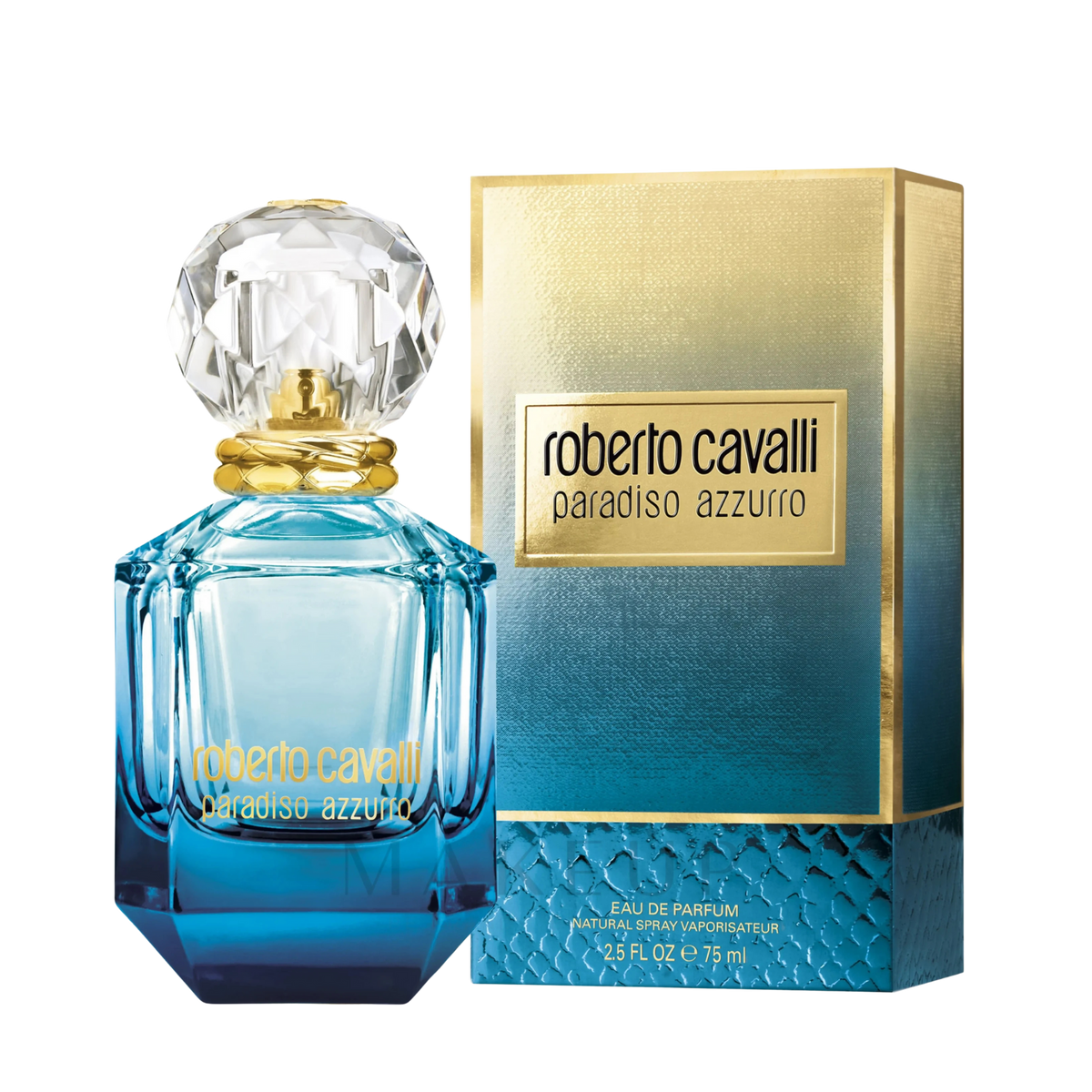 Roberto Cavalli Paradiso Azzurro EDP Women 75ml bottle available at The Perfume Savor