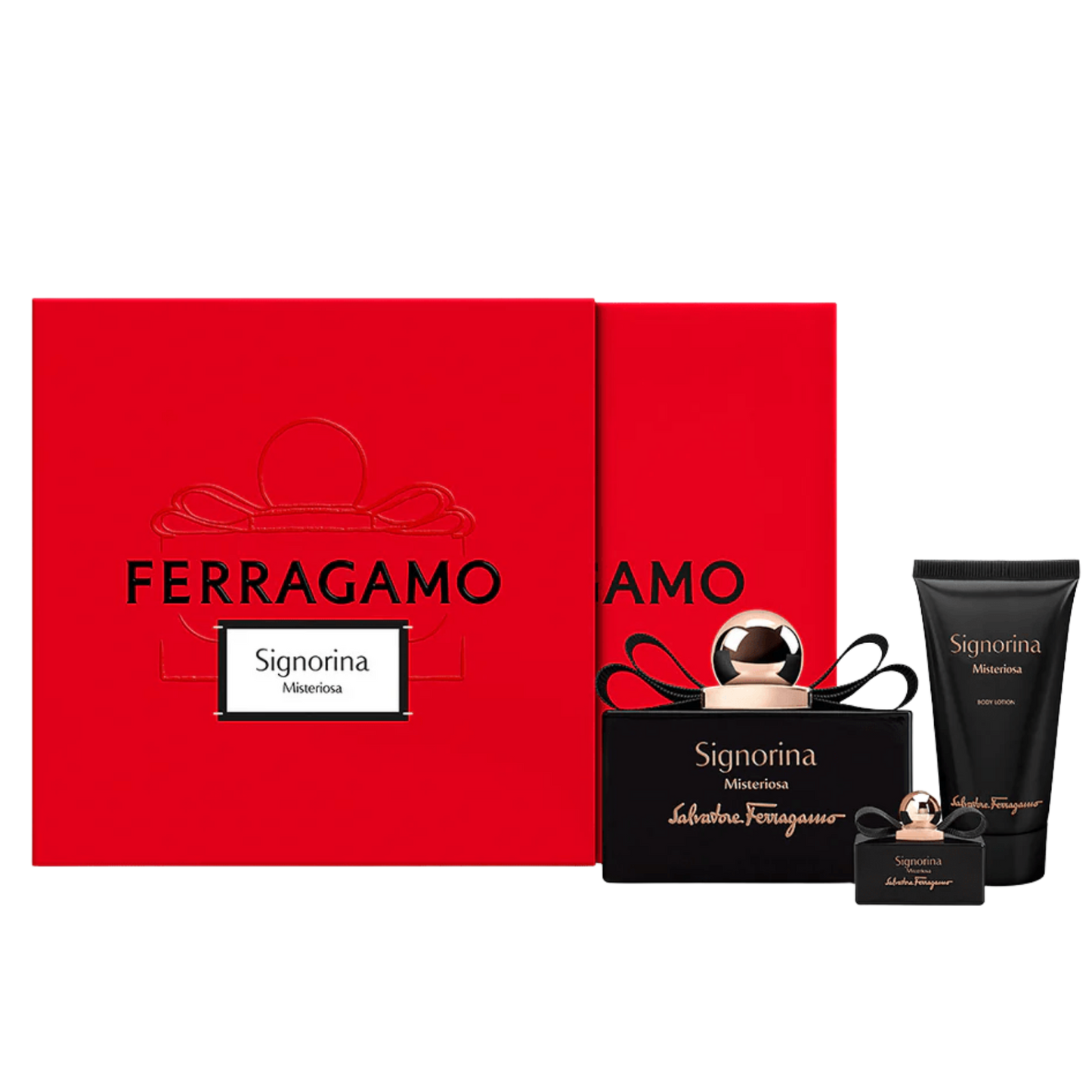Salvatore Ferragamo Misteriosa Women EDP 100ml Body Lotion 50ml Travel Spray 5ml Gift Set available at The Perfume Savor