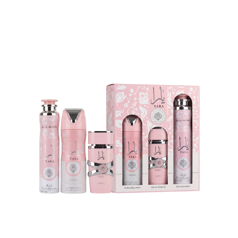 Lattafa Yara Gift Set: EDP 100ml+Body Spray 200ml+Air Freshener 300ml