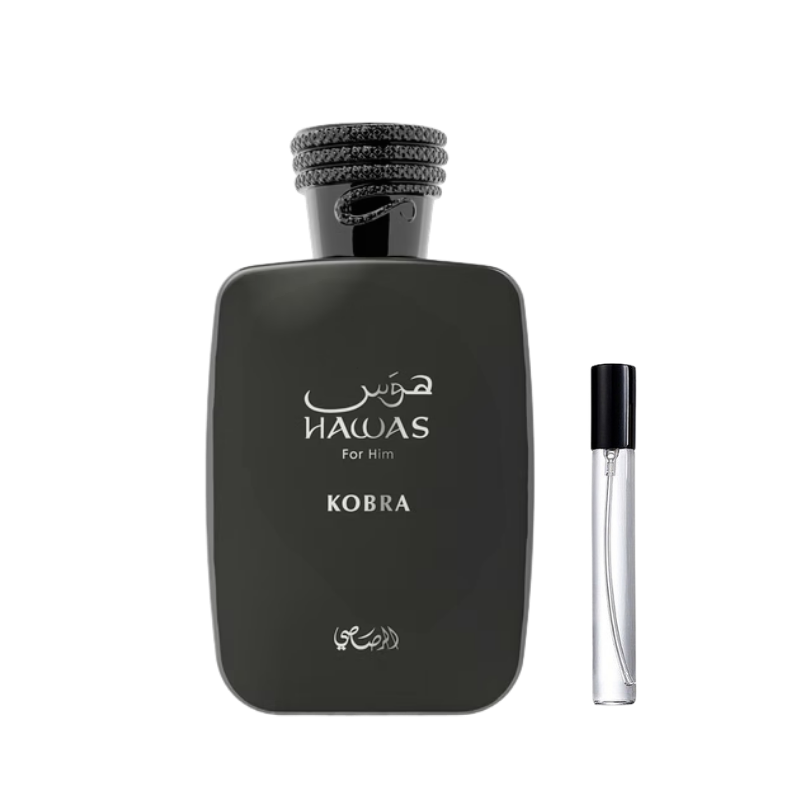 Rasasi Hawas Kobra decant sample bottle available at The Perfume Savor