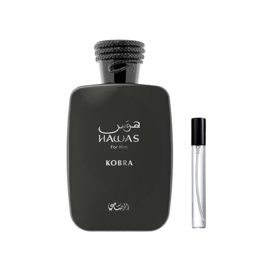 Rasasi Hawas Kobra decant sample bottle available at The Perfume Savor