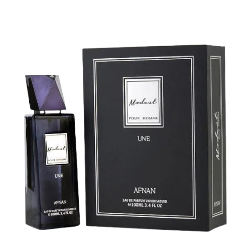 Afnan Modest Pour Homme Une Eau de Parfum 100ml bottle available at The Perfume Savor