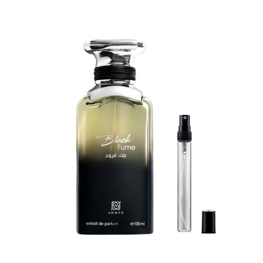 Ahmed Al Maghribi Black Fume Eau de Parfum decant bottles available at The Perfume Savor