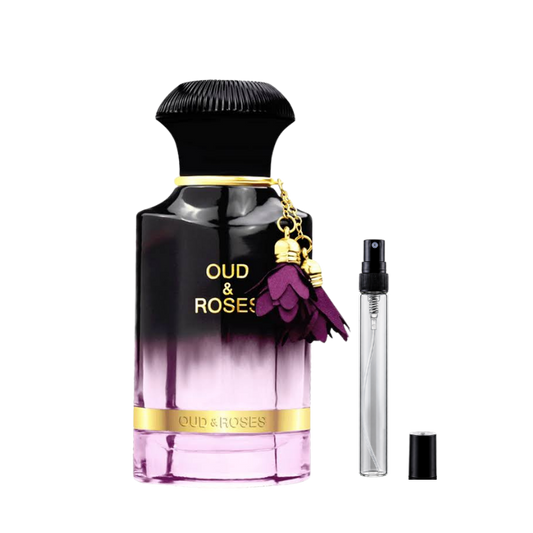 Ahmed Al Maghribi Oud & Roses Eau de Parfum Decants available at The Perfume Savor