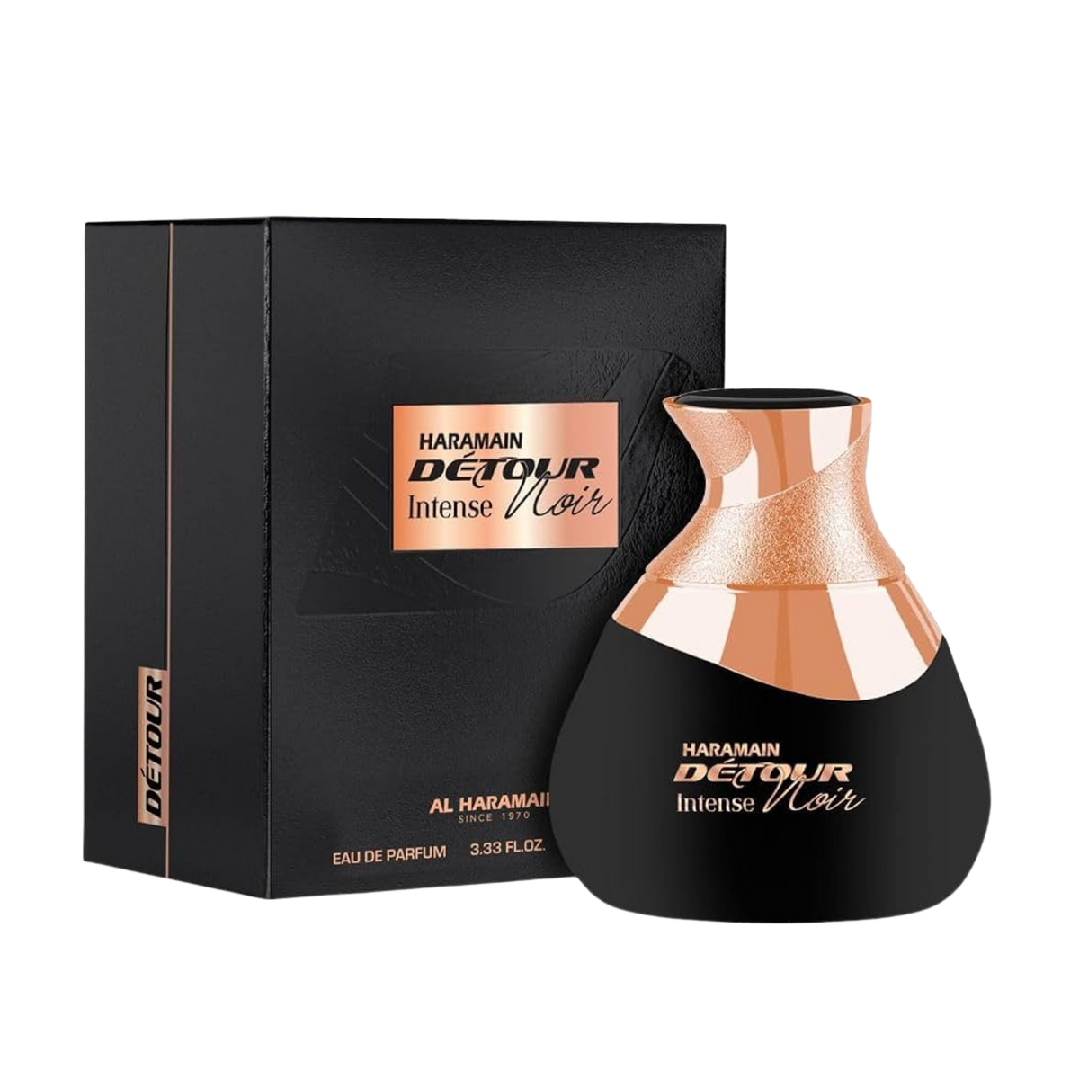 Al Haramain Perfumes Detour Noir Intense EDP 100ml bottle available at The Perfume Savor