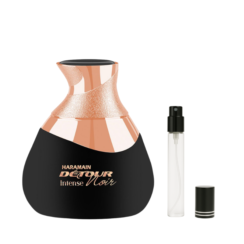 Al Haramain Perfumes Detour Noir Intense EDP Decants available at The Perfume Savor