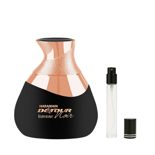 Al Haramain Perfumes Detour Noir Intense EDP Decants available at The Perfume Savor