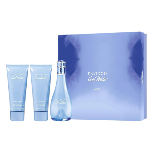 Davidoff Cool Water Woman EDT 100ml Shower Gel 75ml Body Lotion 75ml Gift Set available at The Perfume Savor