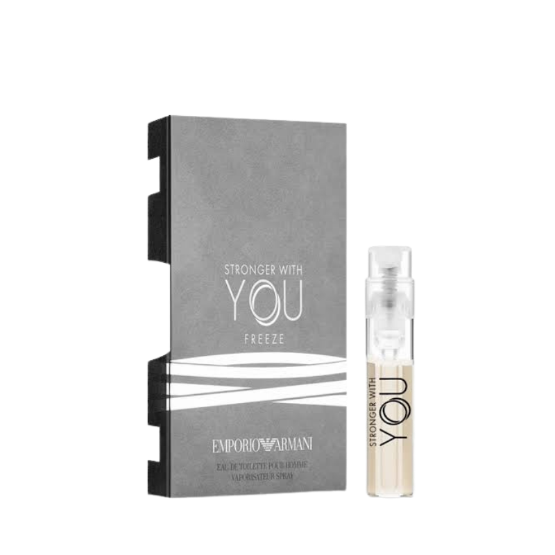 Emporio Armani Stronger With You Freeze Eau de Toilette 1.2ml official sample vial available at The Perfume Savor