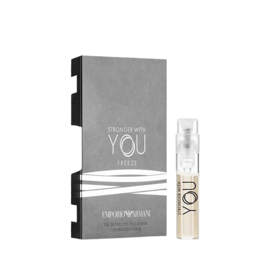 Emporio Armani Stronger With You Freeze Eau de Toilette 1.2ml official sample vial available at The Perfume Savor