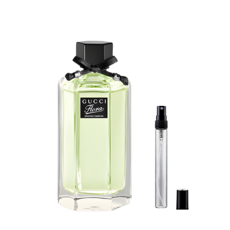 Flora by Gucci Gracious Tuberose Eau de Toilette decant bottles available at The Perfume Savor