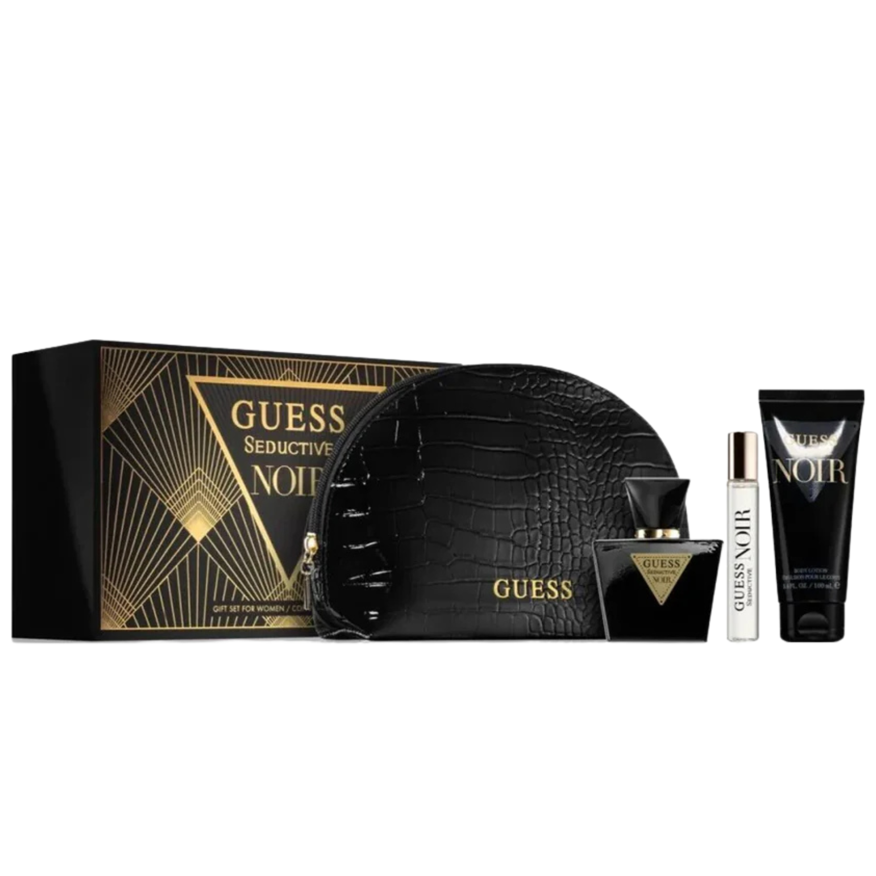 Guess Guess Seductive Noir Women EDT 75ml Travel Spray 15ml Body Lotion 100ml Gift Set available at The Perfume Savor