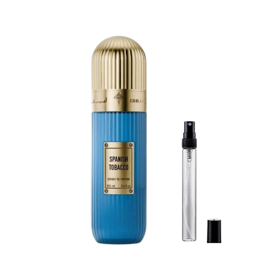 Ibraheem AlQurashi Spanish Tobacco Extrait de Parfum decants available at The Perfume Savor