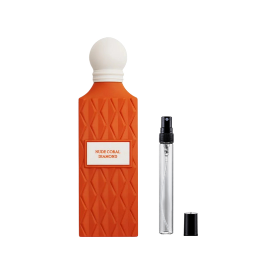 Ibrahim Al Qurashi Nude Coral Diamond Eau de Parfum decant bottles available at The Perfume Savor