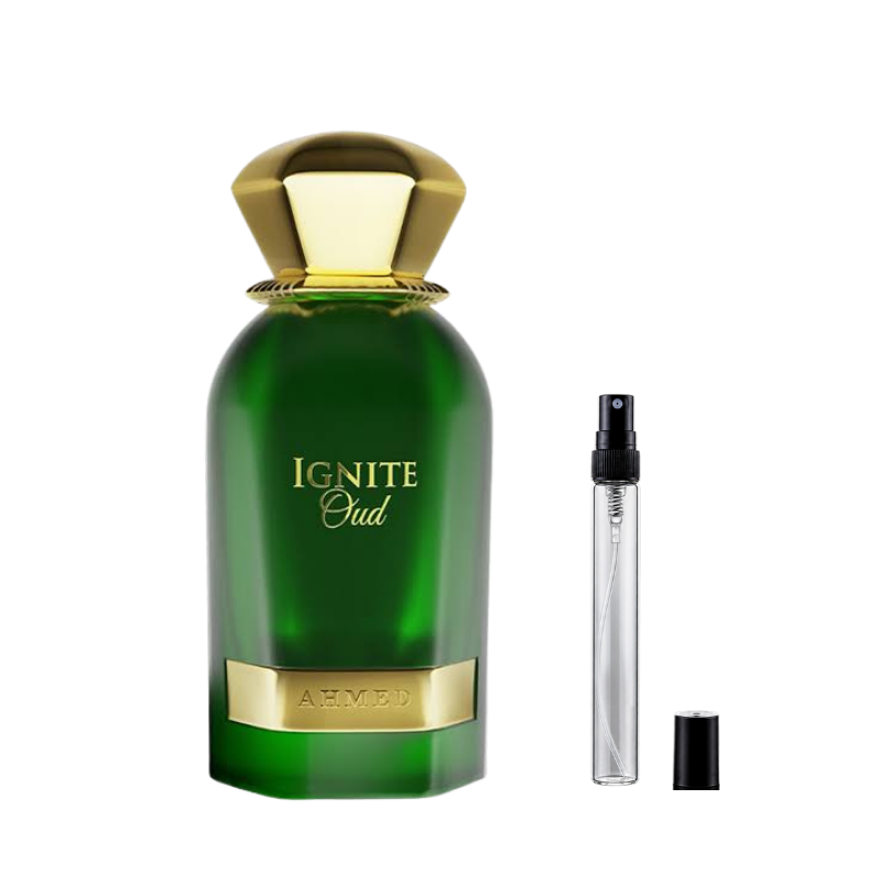 Ignite Oud By Ahmed Al Maghribi Eau de Parfum sample decants available at The Perfume Savor