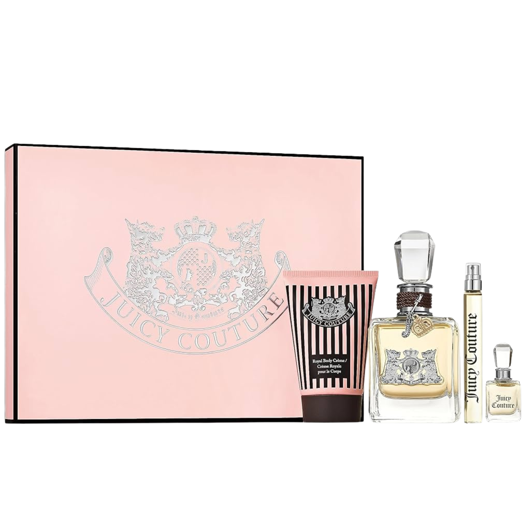 Juicy Couture Women EDP 100ml Gift Set Travel Spray 10ml Parfum 5ml Body Cream 125ml available at The Perfume Savor