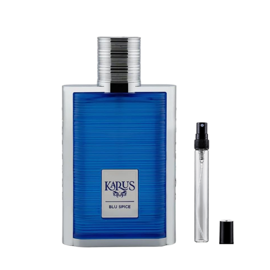 Khadlaj Karus Blu Spice Eau de Parfum sample decants available at The Perfume Savor