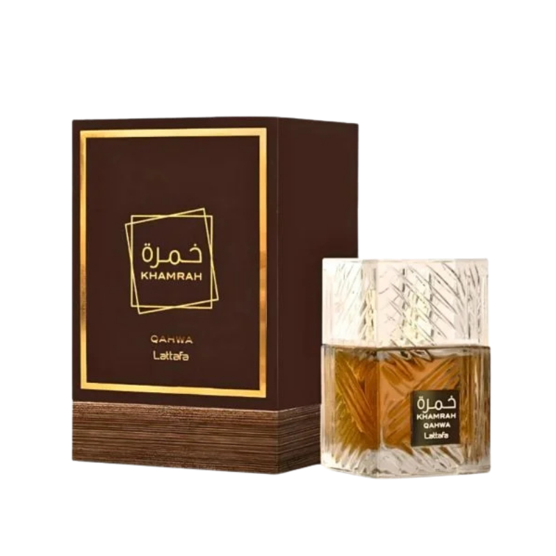 Lattafa Khamrah Qahwa Eau de Parfum 100ml bottle available at The Perfume Savor