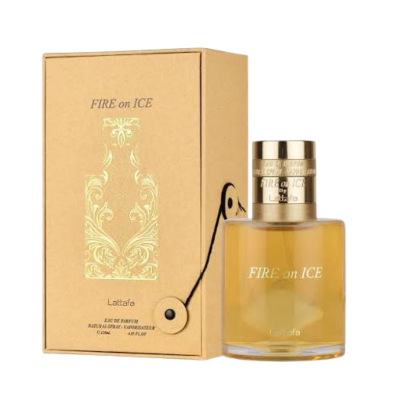 Lattafa Fire On Ice Eau de Parfum 100ml bottle available at The Perfume Savor