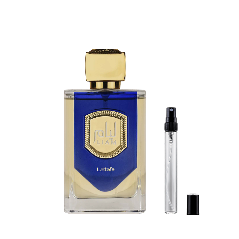 Lattafa Liam Blue Shine Eau de Parfum decants available at The Perfume Savor