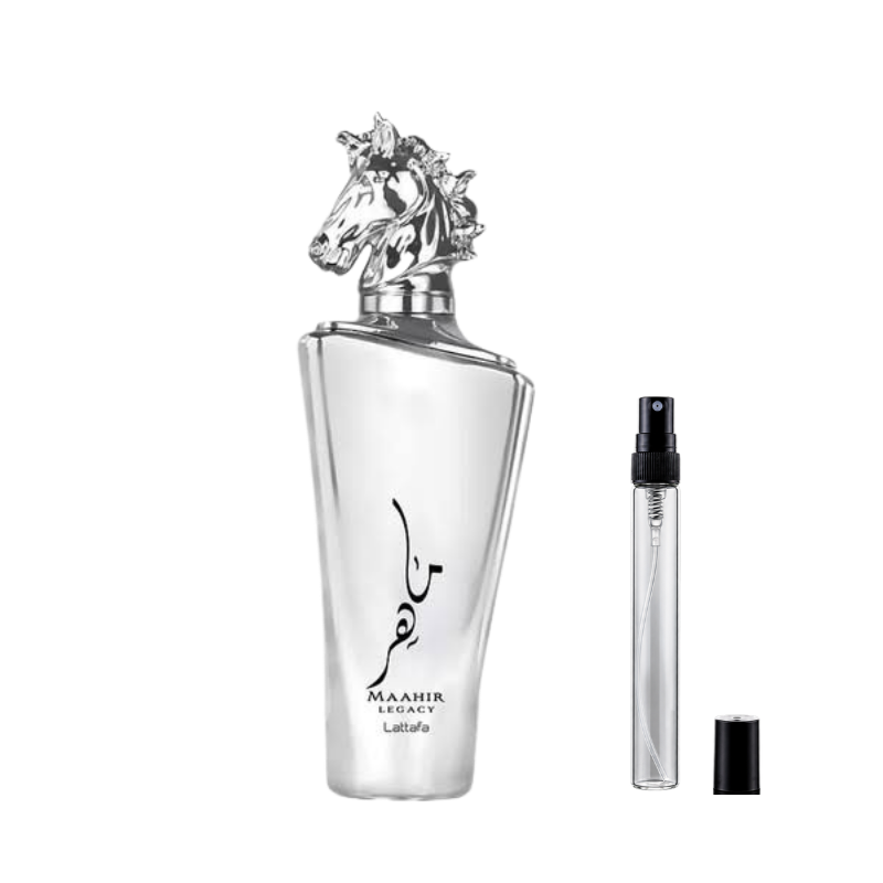 Lattafa Maahir Legacy Eau de Parfum decants available at The Perfume Savor