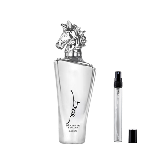Lattafa Maahir Legacy Eau de Parfum decants available at The Perfume Savor