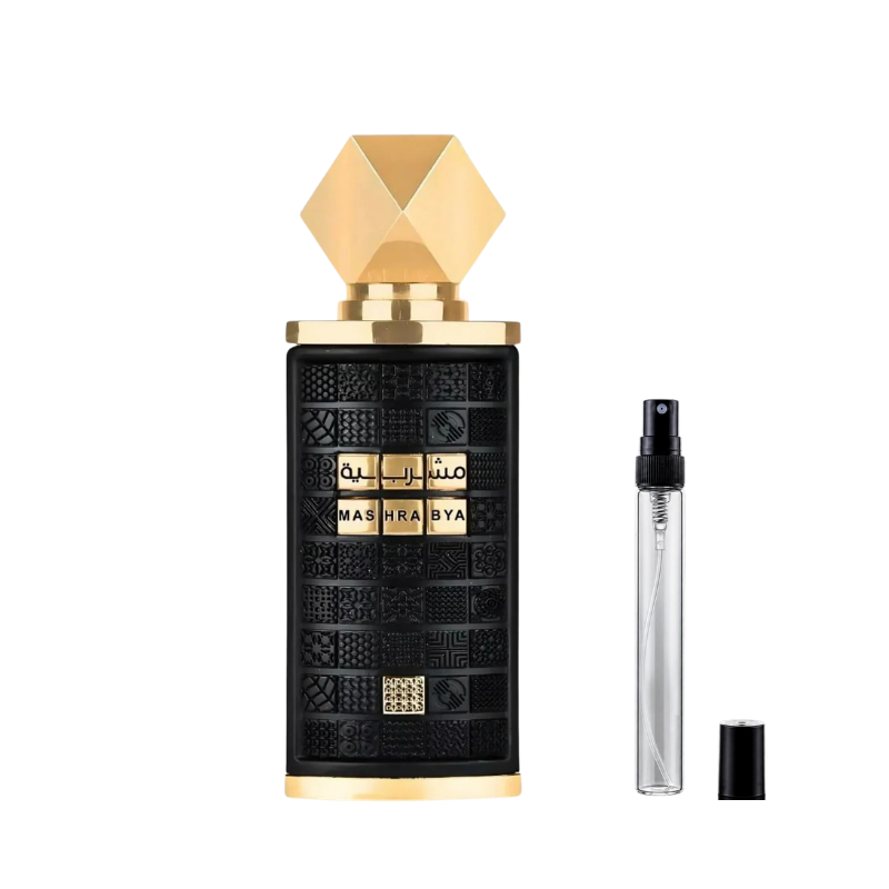 Lattafa Mashrabya Eau de Parfum decant sample bottle available at The Perfume Savor