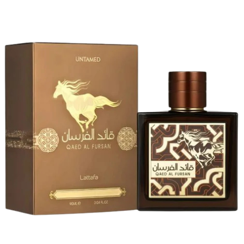 Lattafa Qaed Al Fursan Untamed Eau de Parfum 90ml bottle available at The Perfume Savor