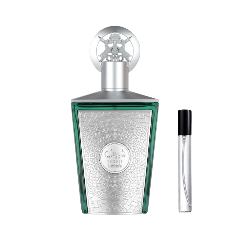 Lattafa Sherif EDP decant sample bottle available at The Perfume Savor