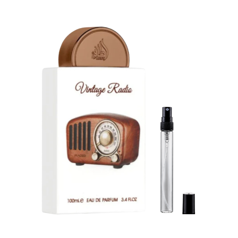 Lattafa Vintage Radio Eau de Parfum Decants available at The Perfume Savor