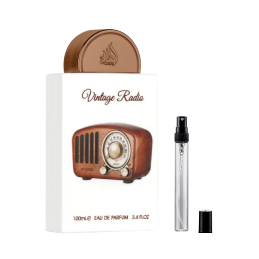 Lattafa Vintage Radio Eau de Parfum Decants available at The Perfume Savor