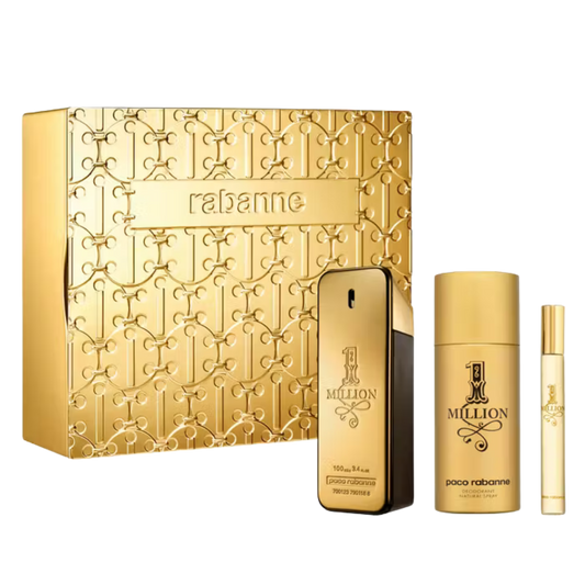 Paco Rabanne 1 Million EDT 100ml Body Spray 150ml Travel Spray 10ml Gift Set available at The Perfume Savor
