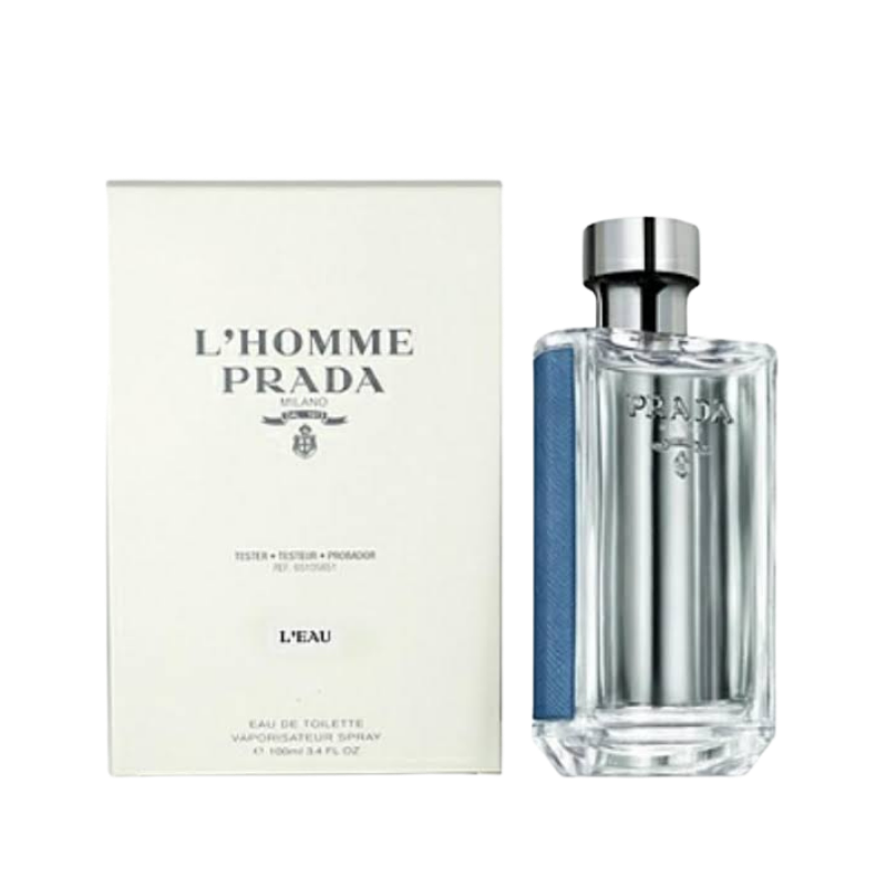 Prada L'Homme L'Eau Eau de Toilette 100ml Tester bottle available at The Perfume Savor