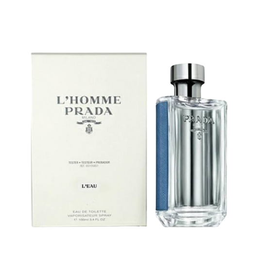 Prada L'Homme L'Eau Eau de Toilette 100ml Tester bottle available at The Perfume Savor