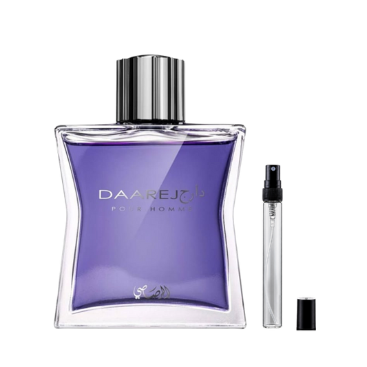 Rasasi Daarej Pour Homme Eau de Parfum decants available at The Perfume Savor
