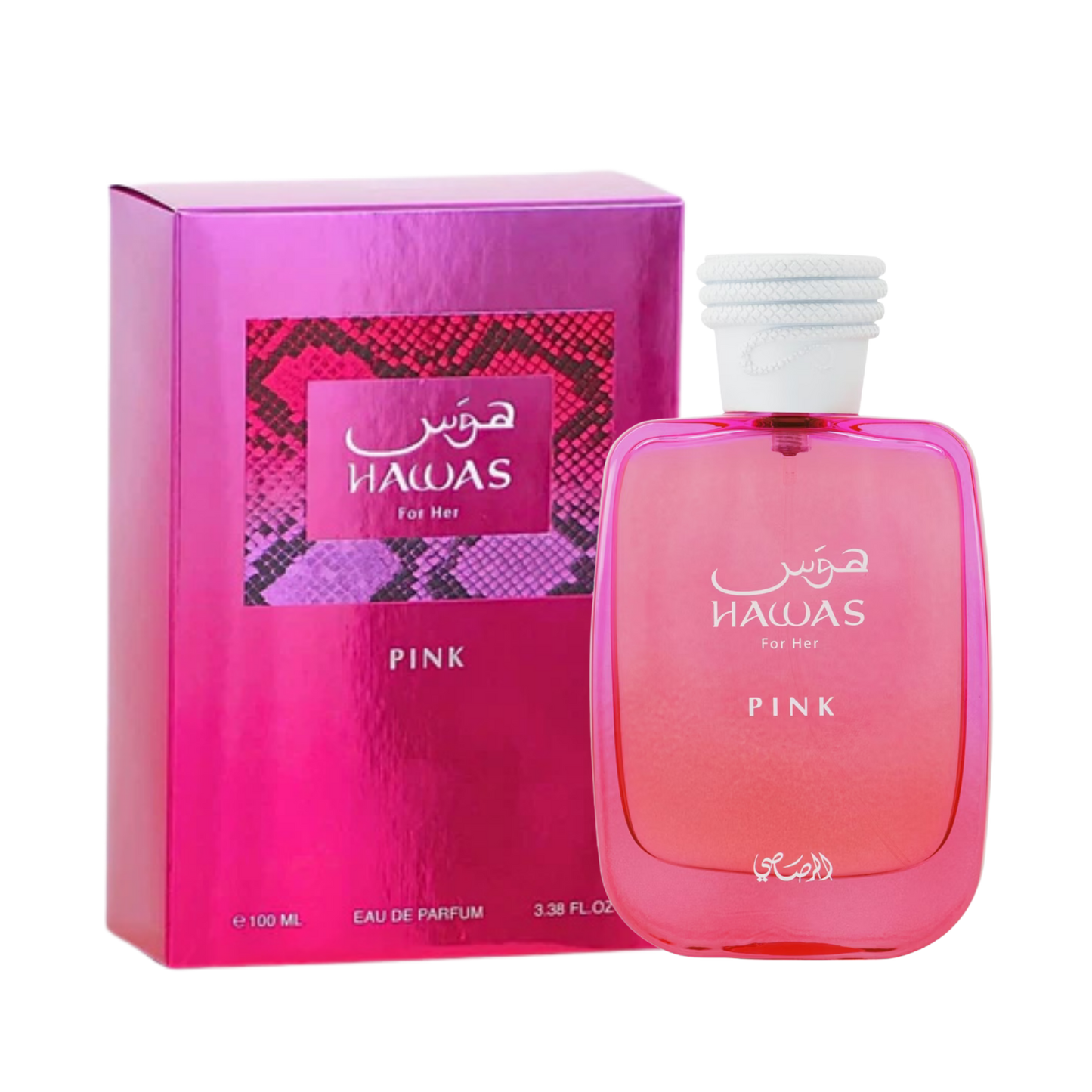 Rasasi Hawas Pink for Her Eau de Parfum 100ml bottle available at The Perfume Savor