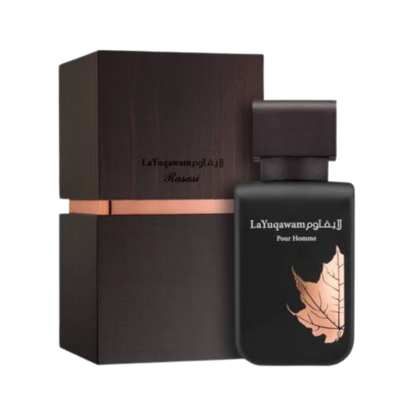 Rasasi La Yuqawam Homme Eau de Parfum 75ml bottle available at The Perfume Savor
