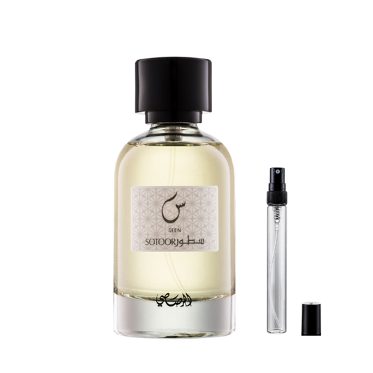Rasasi Sotoor Seen Eau de Parfum decants available at The Perfume Savor