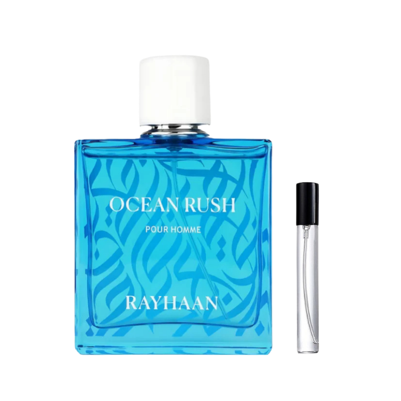 Rayhaan Ocean Rush EDP decant sample bottle available at The Perfume Savor
