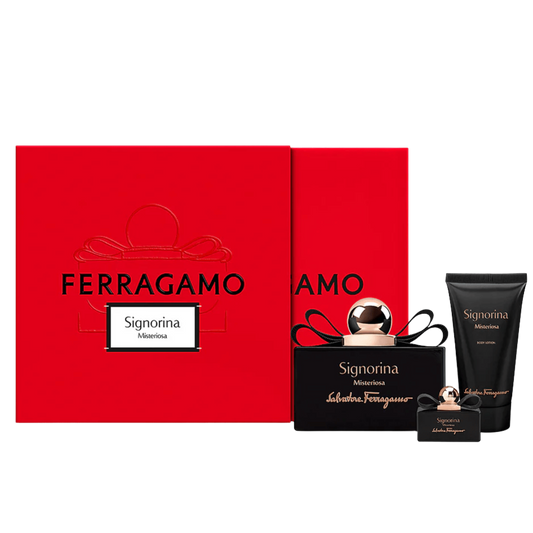 Salvatore Ferragamo Misteriosa Women EDP 100ml Body Lotion 50ml Travel Spray 5ml Gift Set available at The Perfume Savor