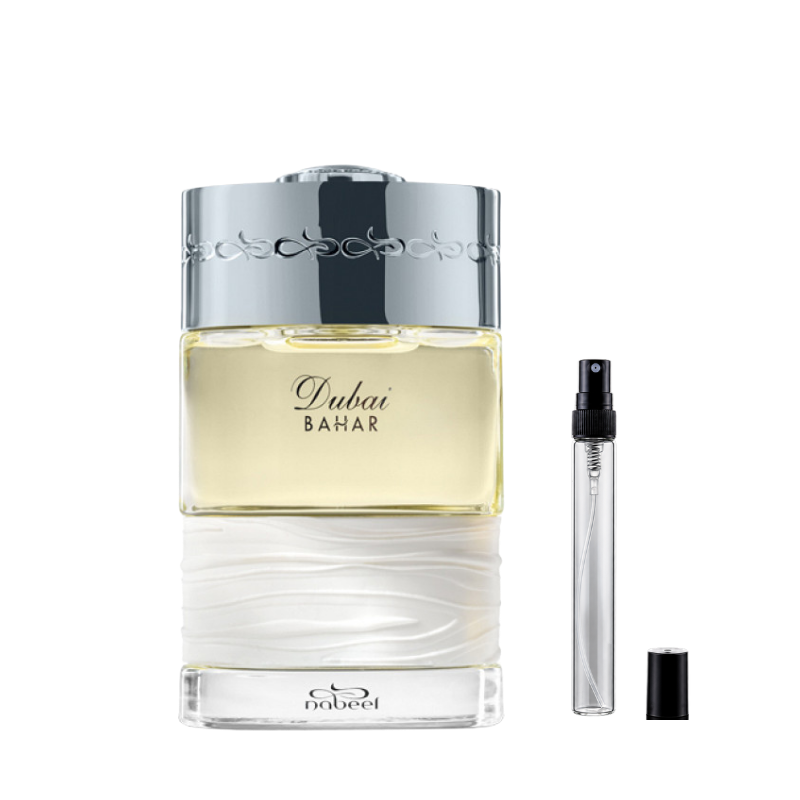 The Spirit of Dubai Bahar Eau de Parfum decant atomizers available at The Perfume Savor