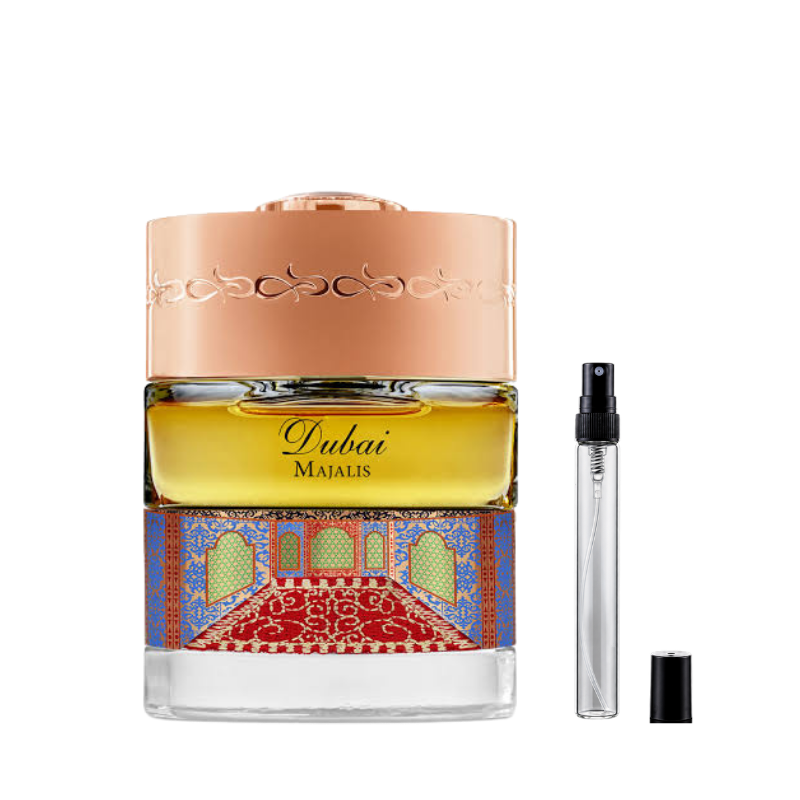 The Spirit of Dubai Majalis Eau de Parfum sample decants available at The Perfume Savor